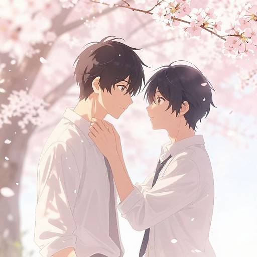 Tender Anime Gay Couple Under Blossoms