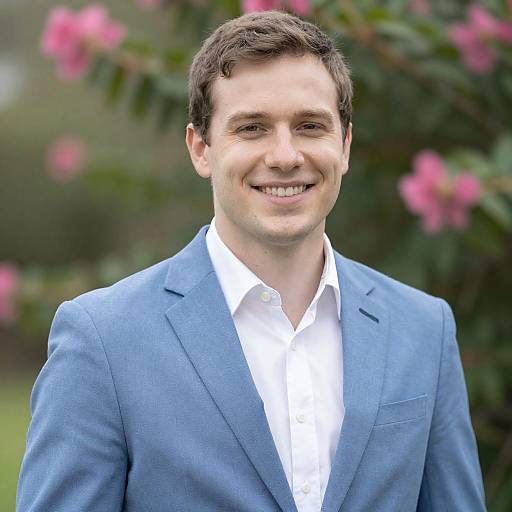 Smiling Man in Blue Blazer Outdoors