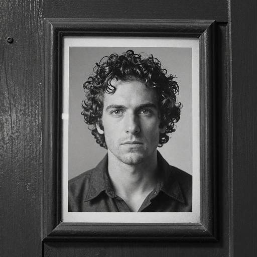 Curly Haired Man Portrait on Door