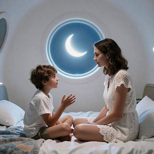 Intimate Moment in a Futuristic Room