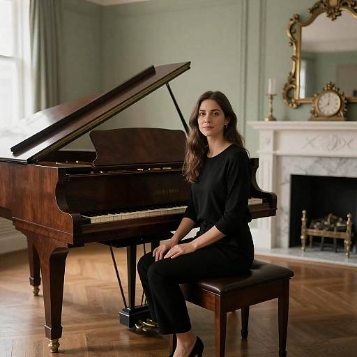 Elegant Woman at Grand Piano Setting