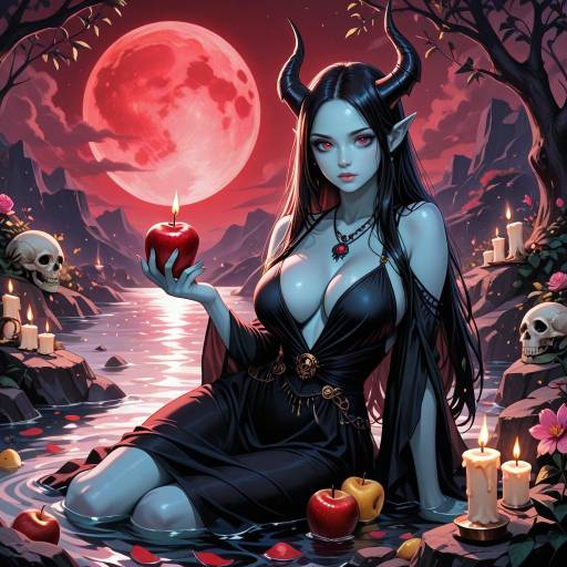 Mystical Night: Enchanting Girl with Horns Mystical Night: Enchanting Girl with Horns