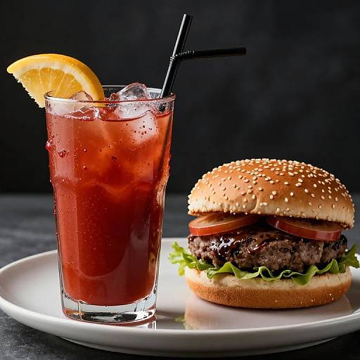 Bloody Mary with Hamburger on Plate