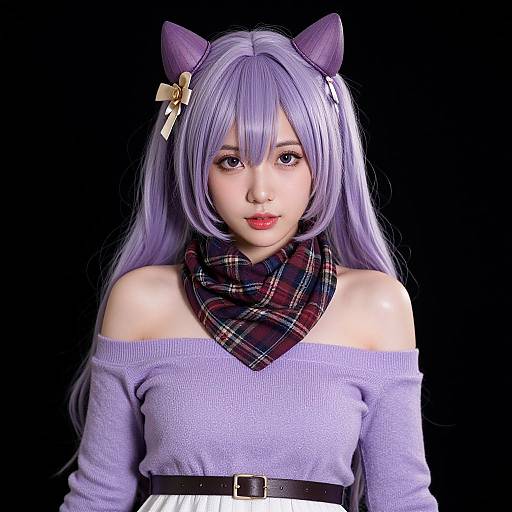 Realistic Portrait of Keqing in Gravure Pose