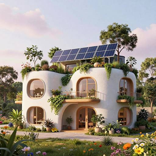 Solarpunk Eco-House with Organic Design