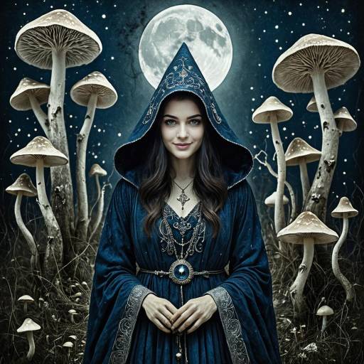 Moonlight Sorceress in Dreamy Landscape
