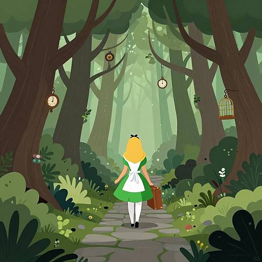 Surreal Alice in Forest Walk
