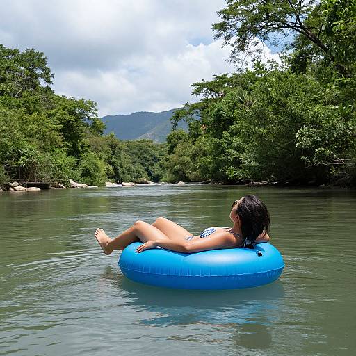 Woman Floating on White River Tube