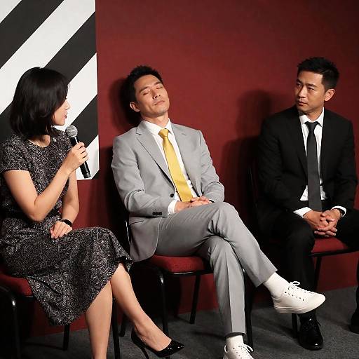 Dimly Lit Room with Three Characters