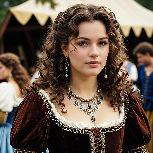 Elegant Girl in Renaissance Faire Dress