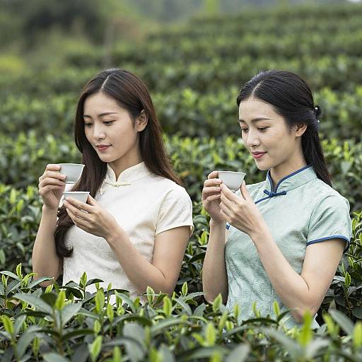 Impressionistic Taiwanese Women in Tea Garden