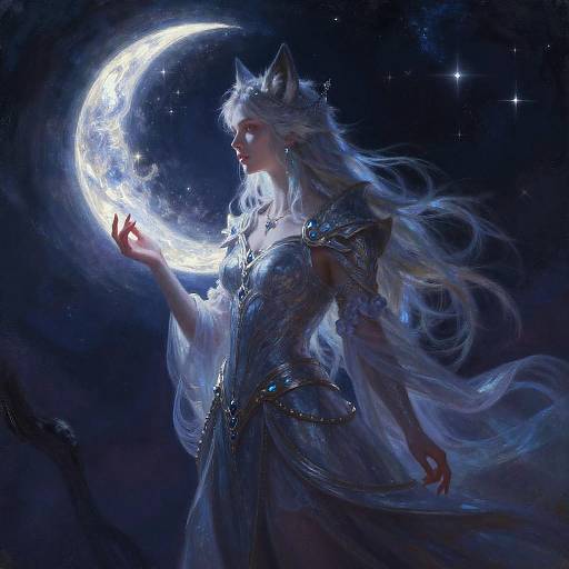 Moonlit Lunar Wolf Sorcerer Portrait