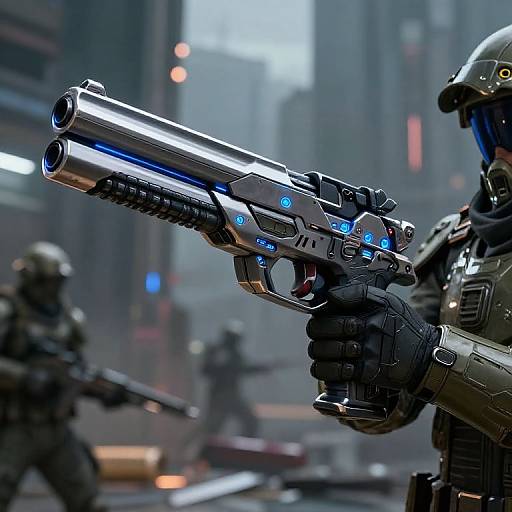 Futuristic Flatline Gun with Soldier