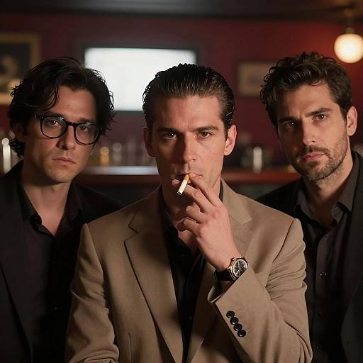 Men in a Mysterious Dimly Lit Bar