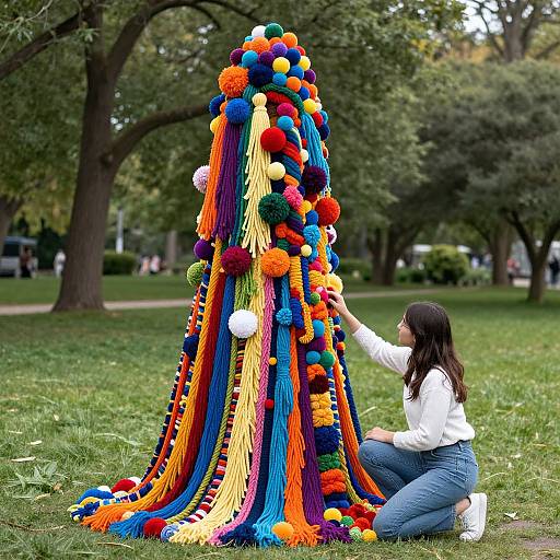 Colorful Yarn Bombing Art Installation