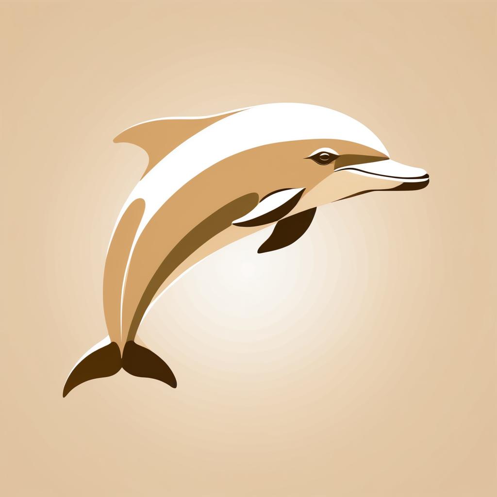 Minimalist Beige Dolphin Illustration