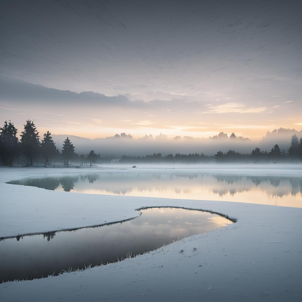 Serene Snowy Plateau at Dusk