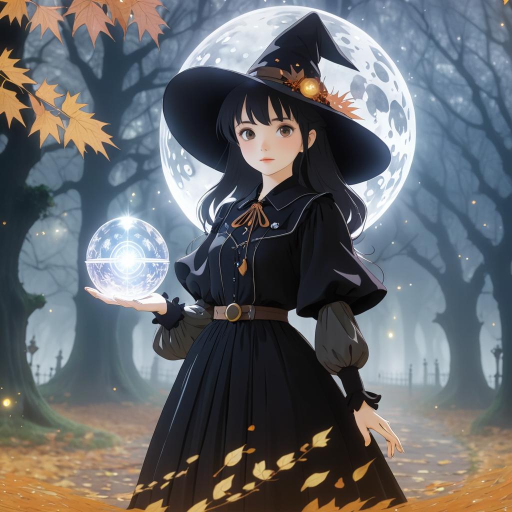 Mystical Young Witch in Enchanted Graveyard