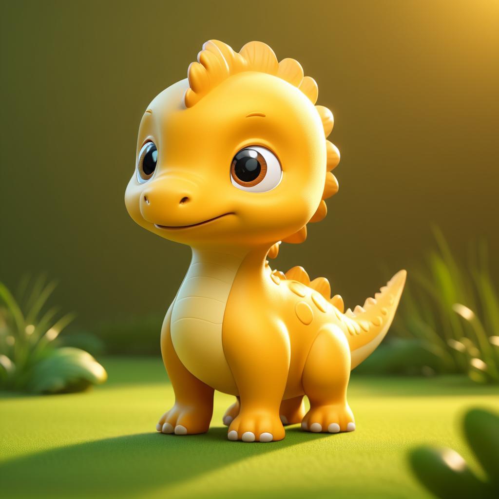 Cute Tiny Dinosaur in Warm Lighting