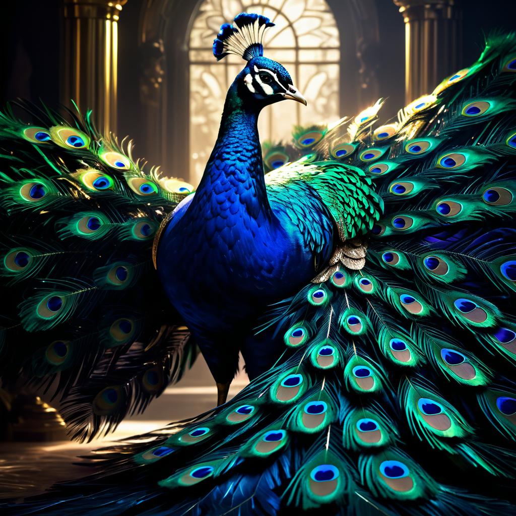 Cinematic Peacock Art with Vibrant Feathers