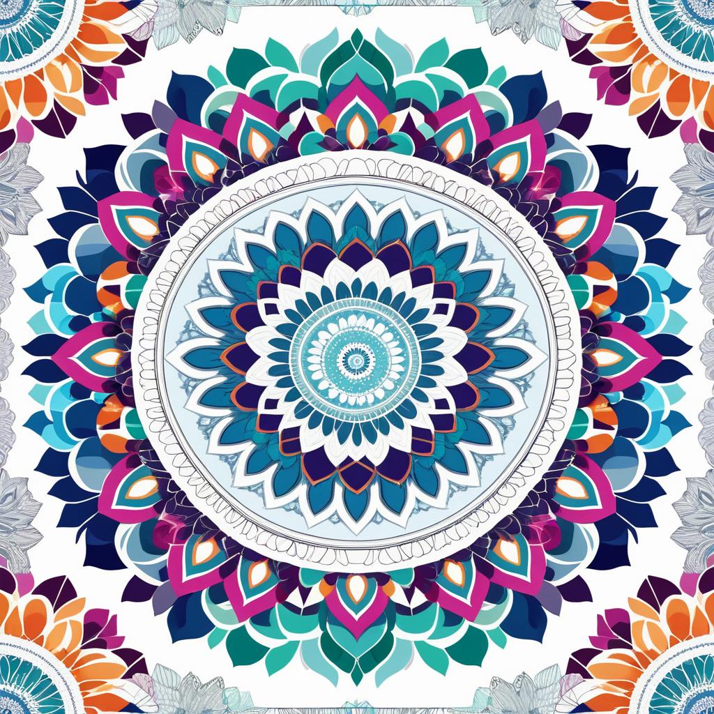 Elegant Jewel-Toned Mandala Fabric Design