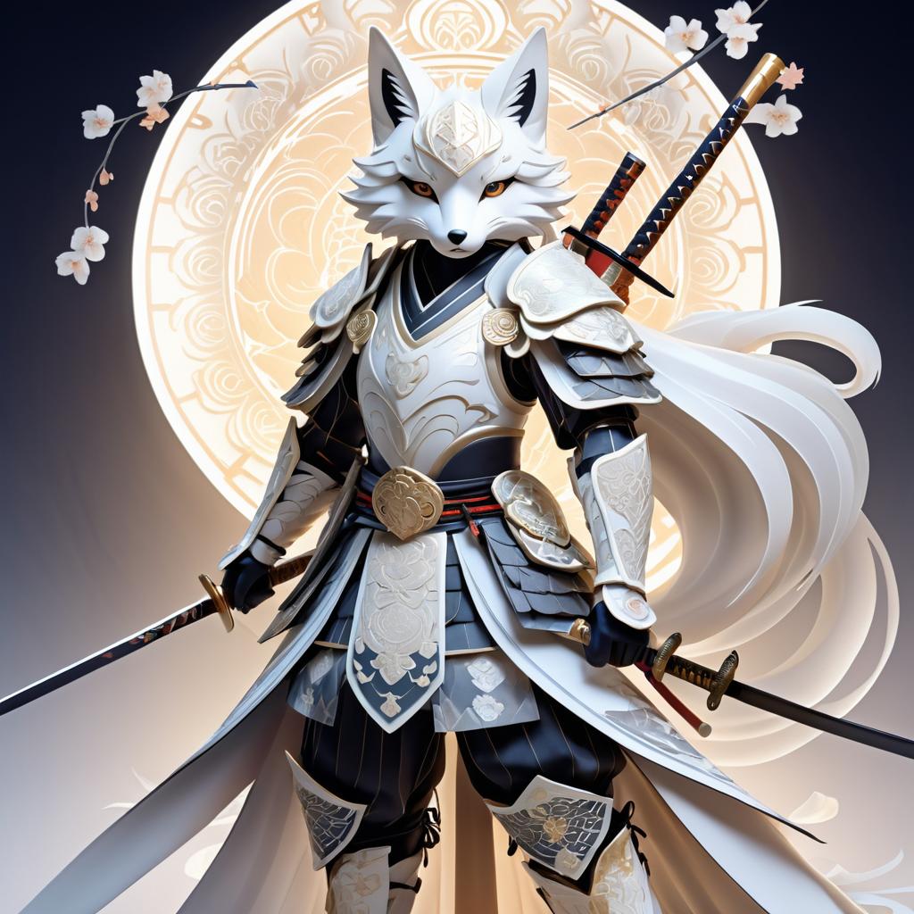 Ethereal Anime Fox Warrior Portrait