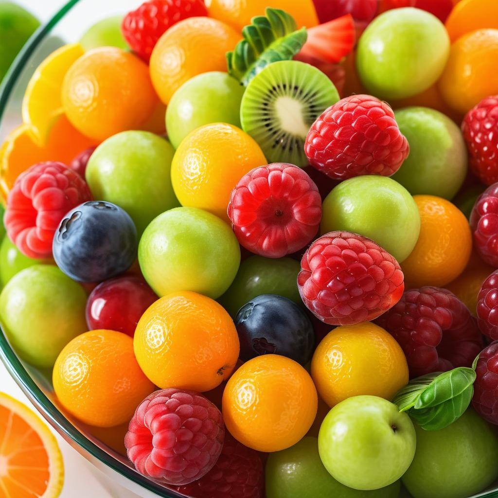 Vibrant Photorealistic Fruit Salad Close-Up