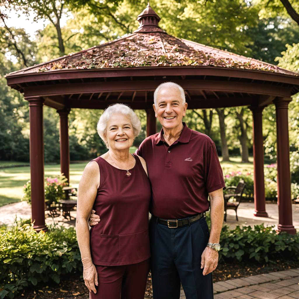 Elegant Senior Couple by Gazebo