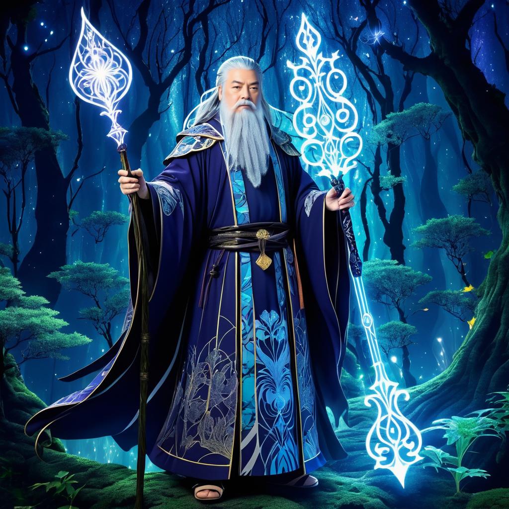 Mystical Wizard in Enchanted Forest