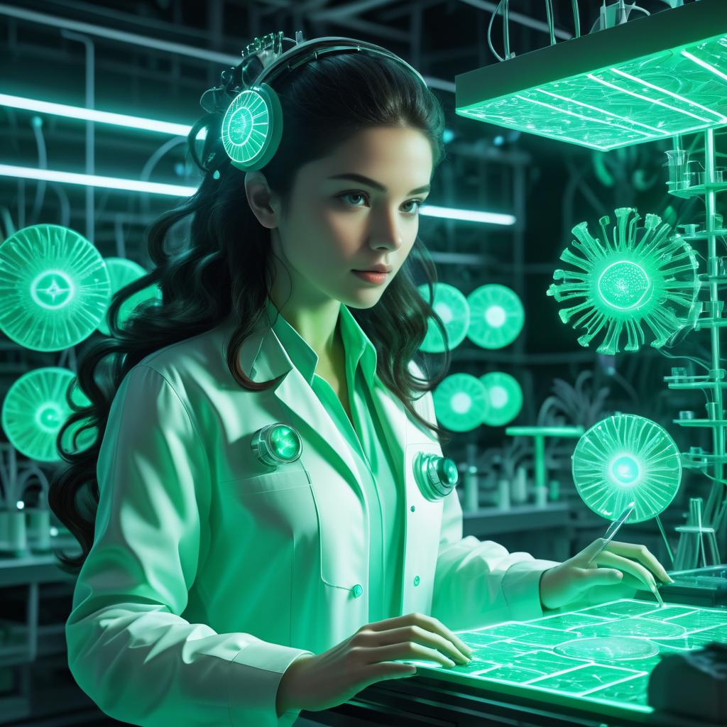 Futuristic Biologist in Advanced Laboratory