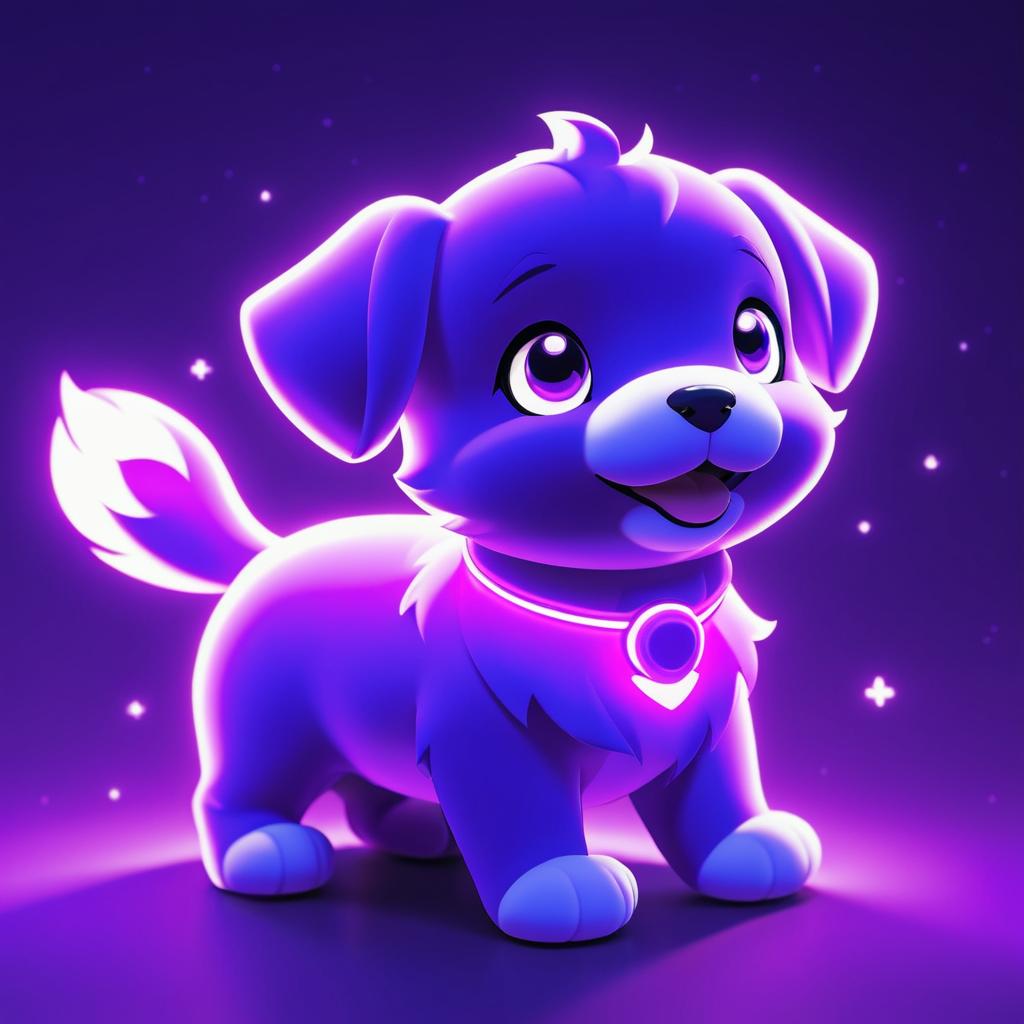 Radiant Anime-Inspired Purple Puppy