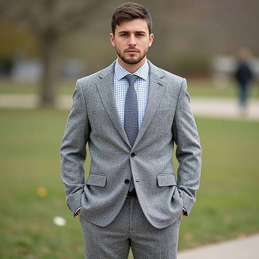 Man in Tweed Suit Outdoors