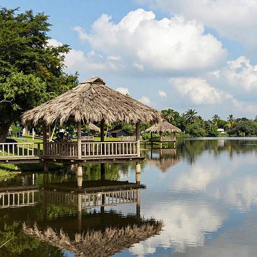 Serene Lakeside Gazebo Reflection