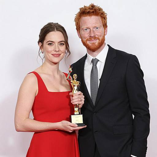 Couple Celebrating with Award Presentation
