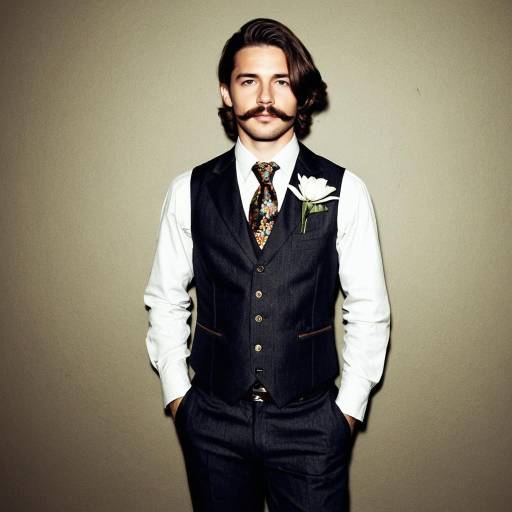 Man in Stylish Formal Vest with Mustache