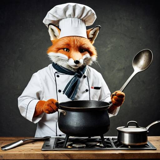 Anthropomorphic Fox Chef Cooking