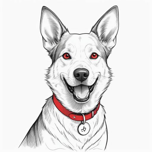 Sketch of a Dog with Red Collar