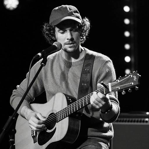 Emotive Black-and-White Guitarist Portrait