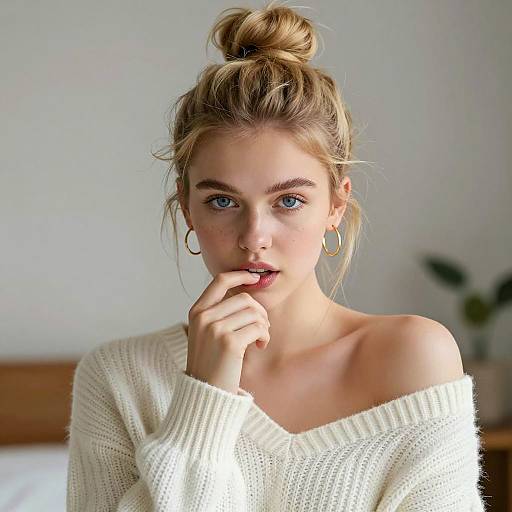 Elegant Young Woman in Soft Lighting