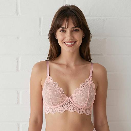 Smiling Woman in Lace Bra Portrait