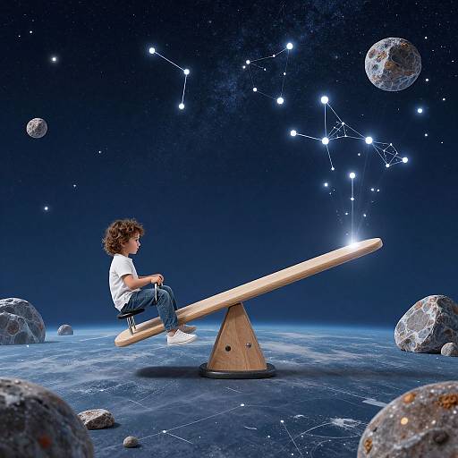 Child's See-Saw Journey to Space