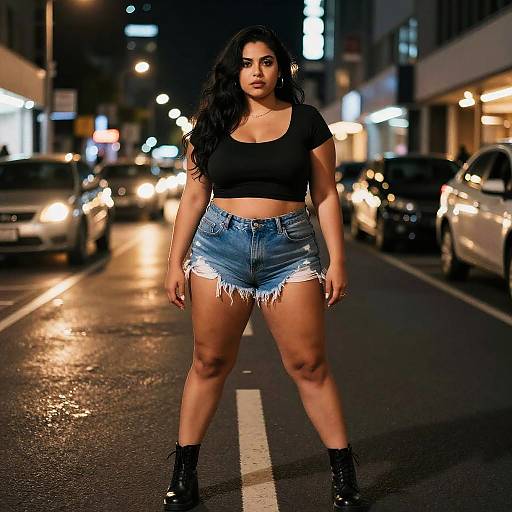 Confident Woman in Urban Night Scene