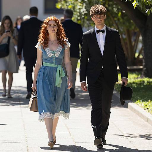 Photograph of Couple on Sunlit Pathway