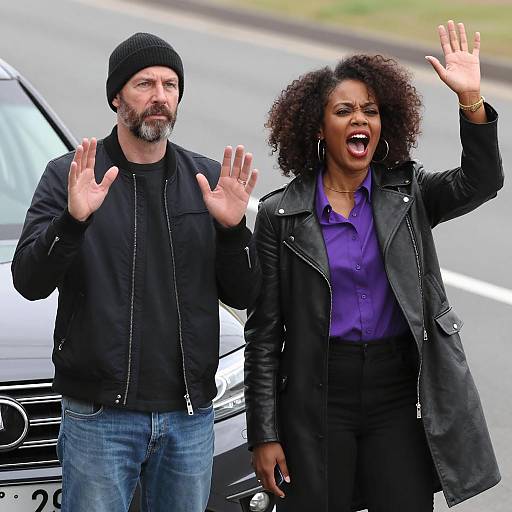 Dynamic Duo by the Car