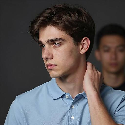 Focused Young Man in Soft Lighting