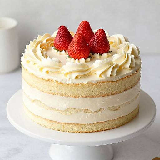 Elegant Vanilla Cake with Strawberries