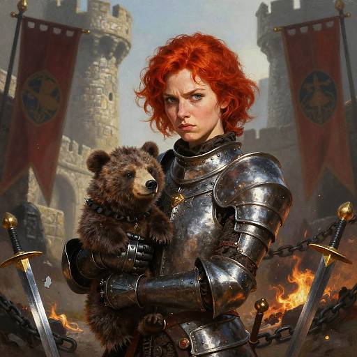 Fiery Knightess with Armored Bear