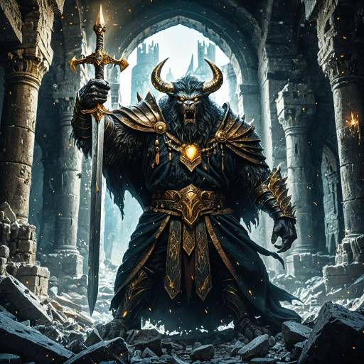 Mighty Beast Warrior in Ruined Castle