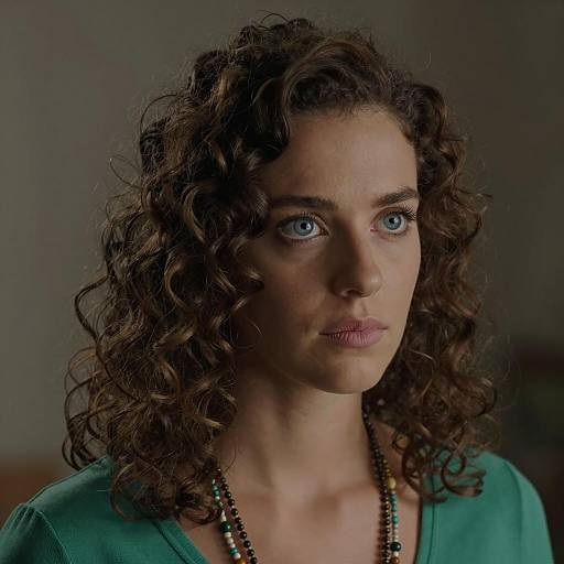 Intense Woman Portrait with Curly Hair