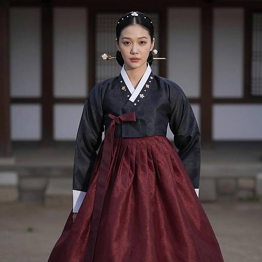 Elegant Korean Woman in Hanbok Portrait